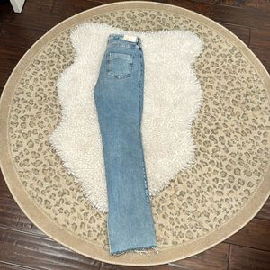 Zara High wasted, light wash denim. super cute and flattering.